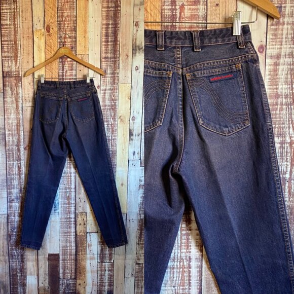 80's Bobbie Brooks Purple Denim High Waisted Jeans Size 27 x 29 - Picture 1 of 6